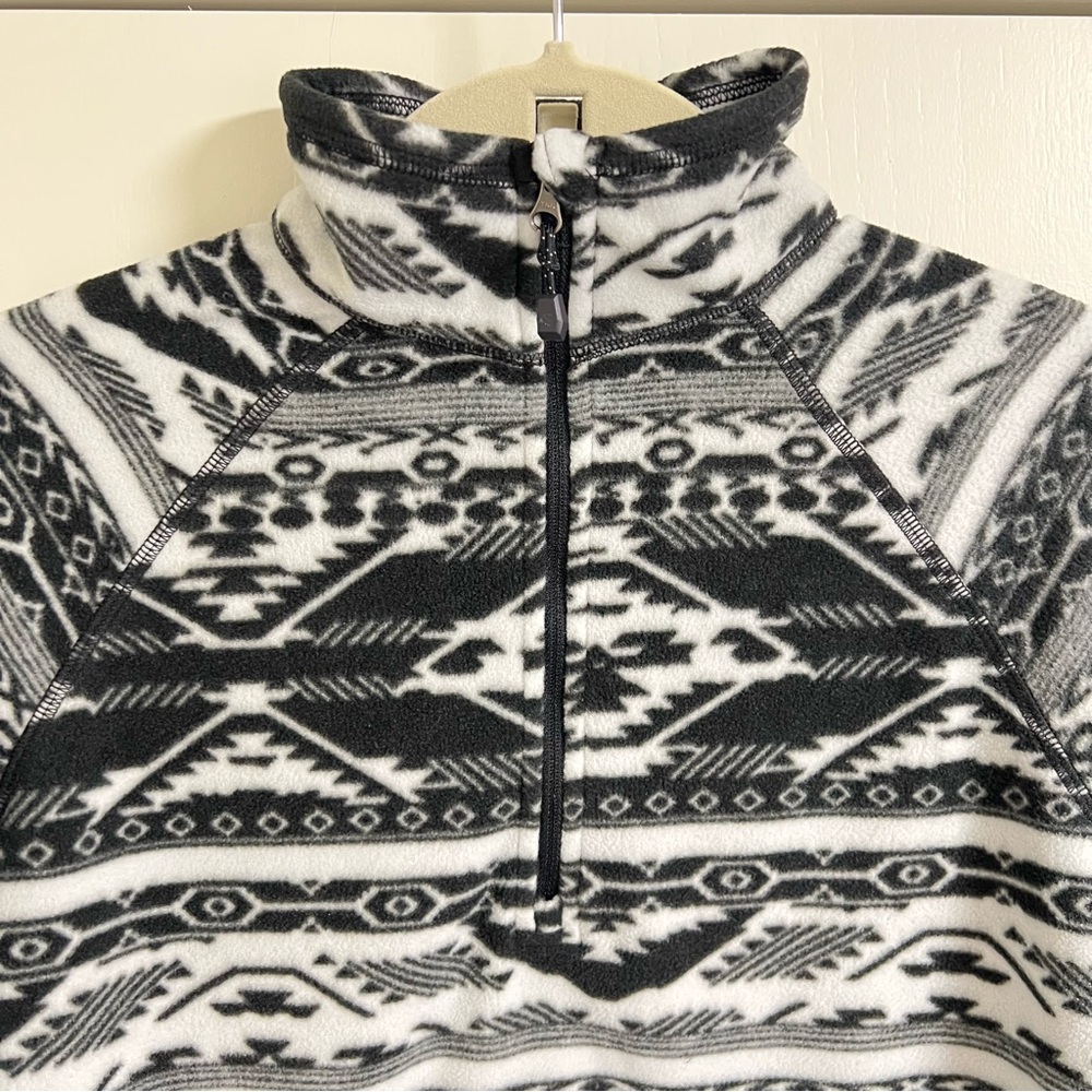 Eddie Bauer Black & White Quarter Zip Pullover Women's Fleece Sweater, Small - Picture 6 of 11